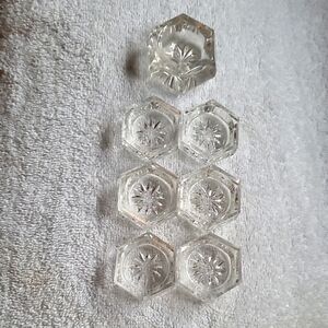 Elegant Hexagonal Glass EAPG Cut Crystal Starburst Salt Dips (101)